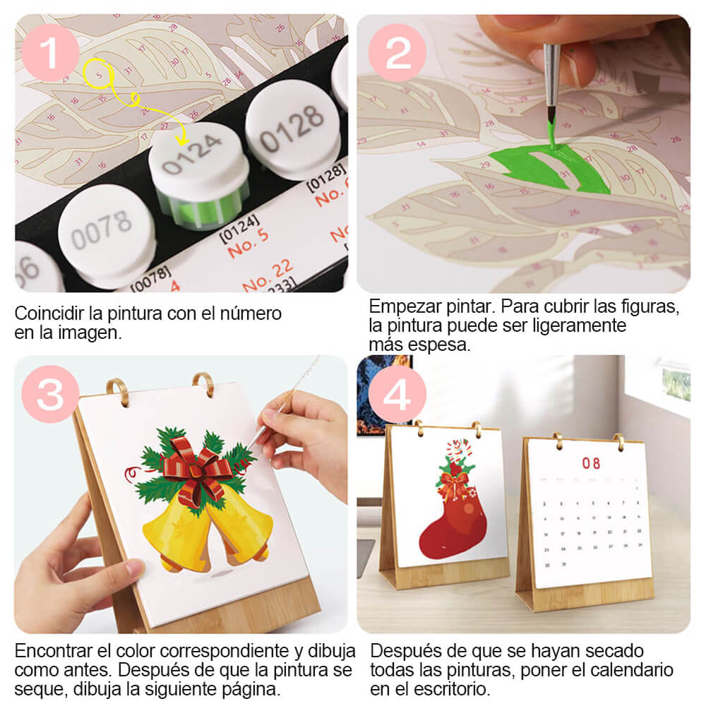 Calendario de Escritorio 2026 Pintar por Números | Feliz Navidad