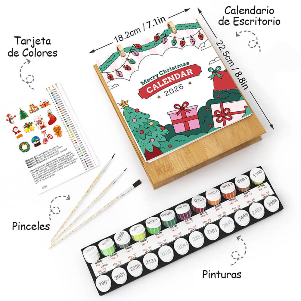 Calendario de Escritorio 2026 Pintar por Números | Feliz Navidad