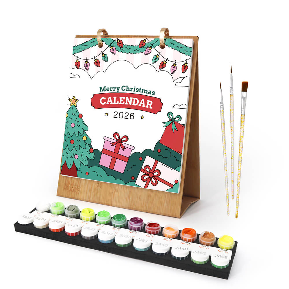 Calendario de Escritorio 2026 Pintar por Números | Feliz Navidad