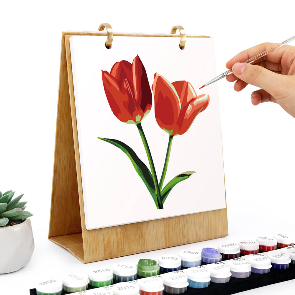 Calendario de Escritorio 2026 Pintar por Números | Flores Hermosas