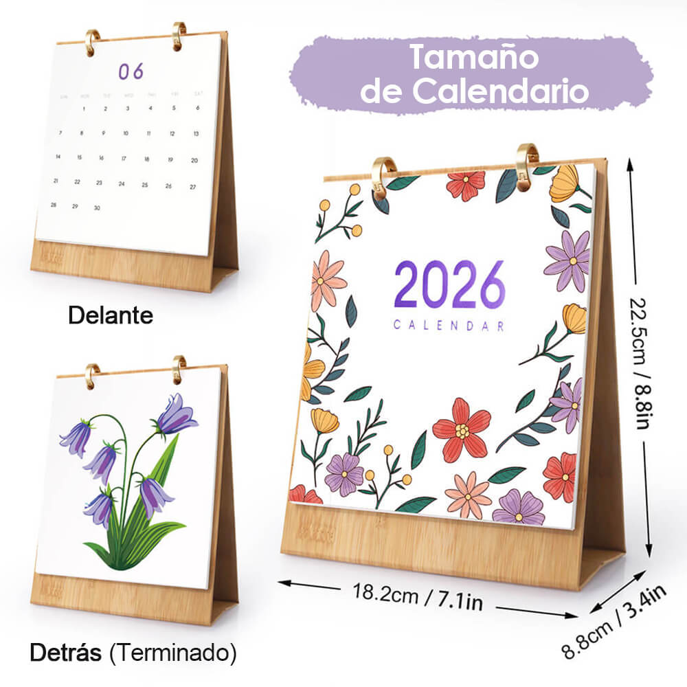 Calendario de Escritorio 2026 Pintar por Números | Flores Hermosas