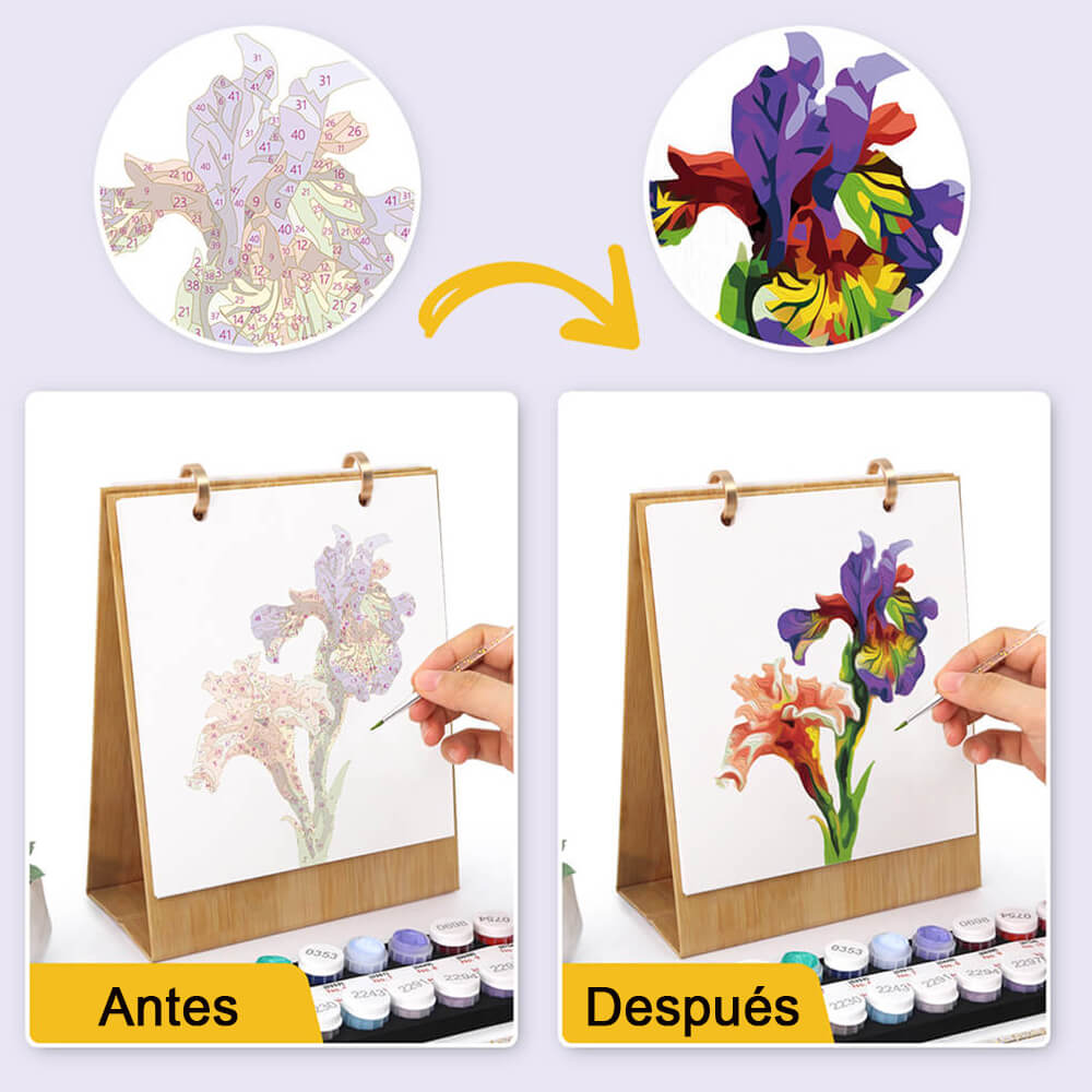 Calendario de Escritorio 2026 Pintar por Números | Flores Hermosas