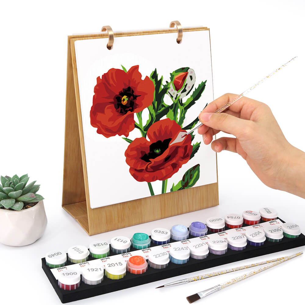 Calendario de Escritorio 2026 Pintar por Números | Flores Hermosas