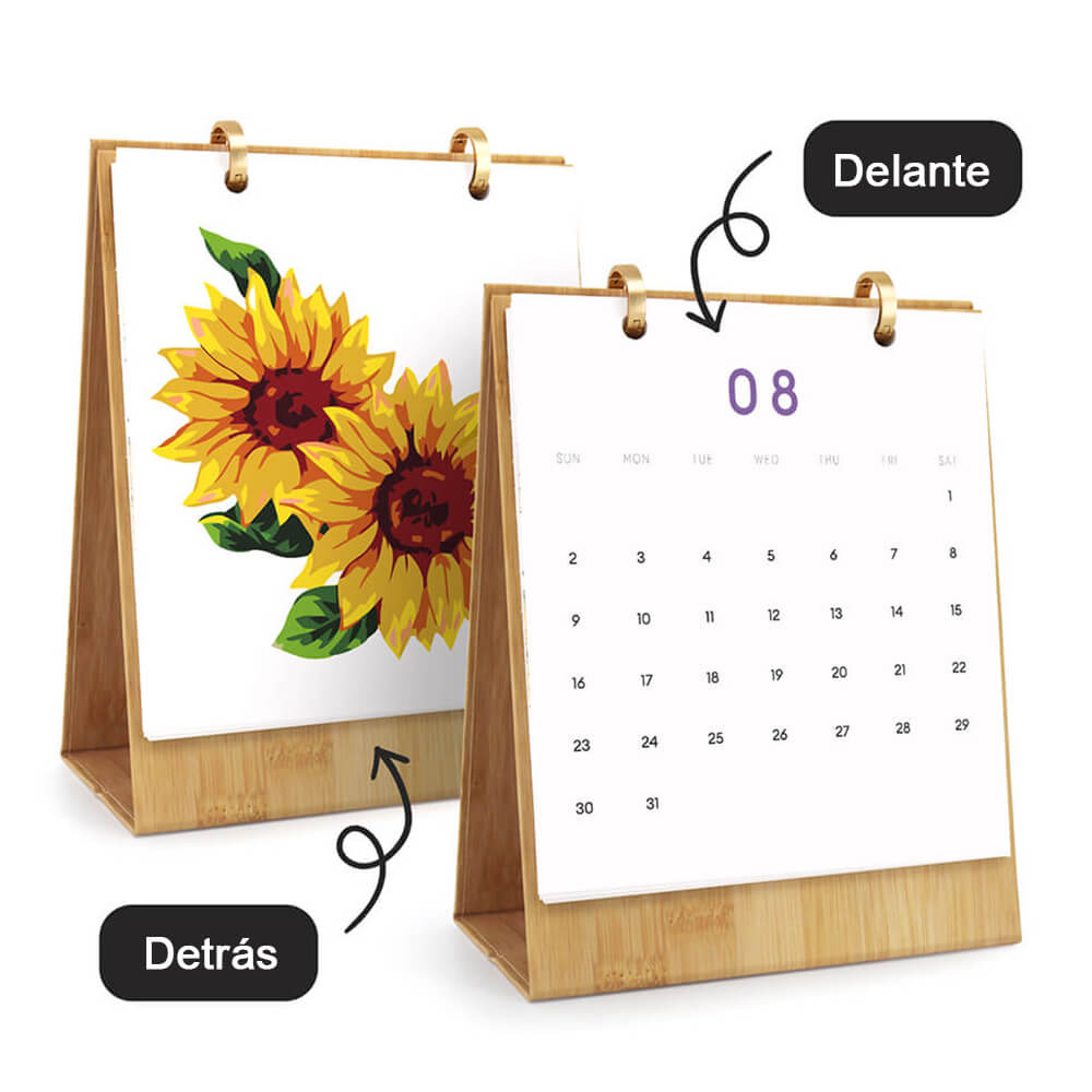 Calendario de Escritorio 2026 Pintar por Números | Flores Hermosas