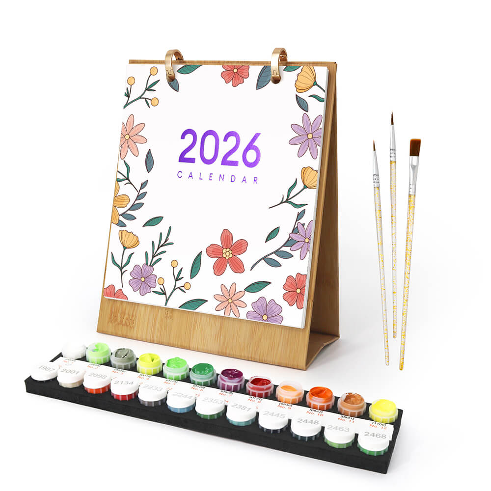 Calendario de Escritorio 2026 Pintar por Números | Flores Hermosas