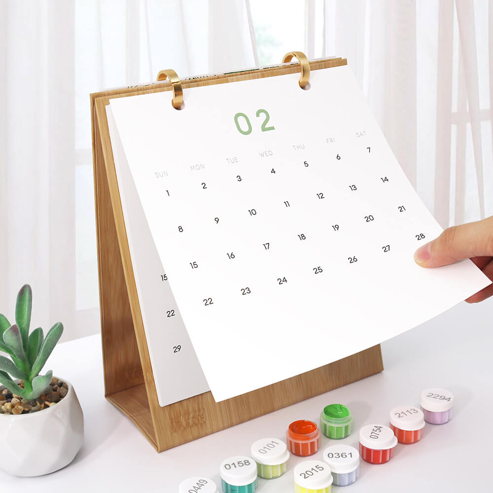 Calendario de Escritorio 2026 Pintar por Números | Plantas Verdes en Macetas