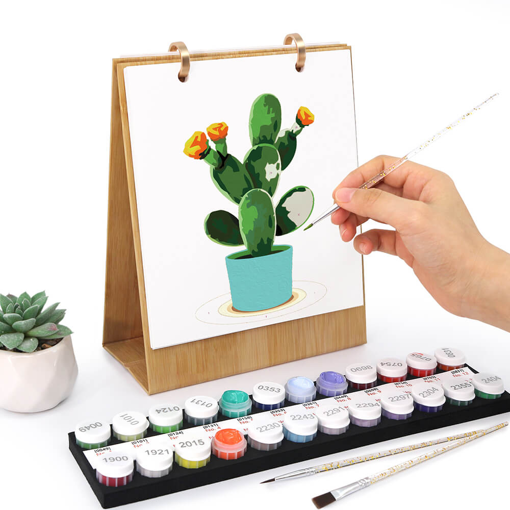 Calendario de Escritorio 2026 Pintar por Números | Plantas Verdes en Macetas