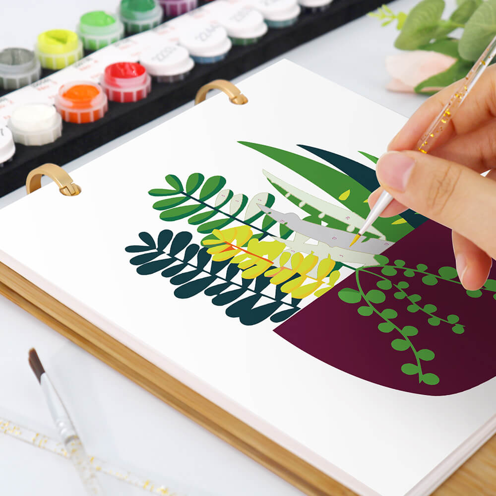 Calendario de Escritorio 2026 Pintar por Números | Plantas Verdes en Macetas