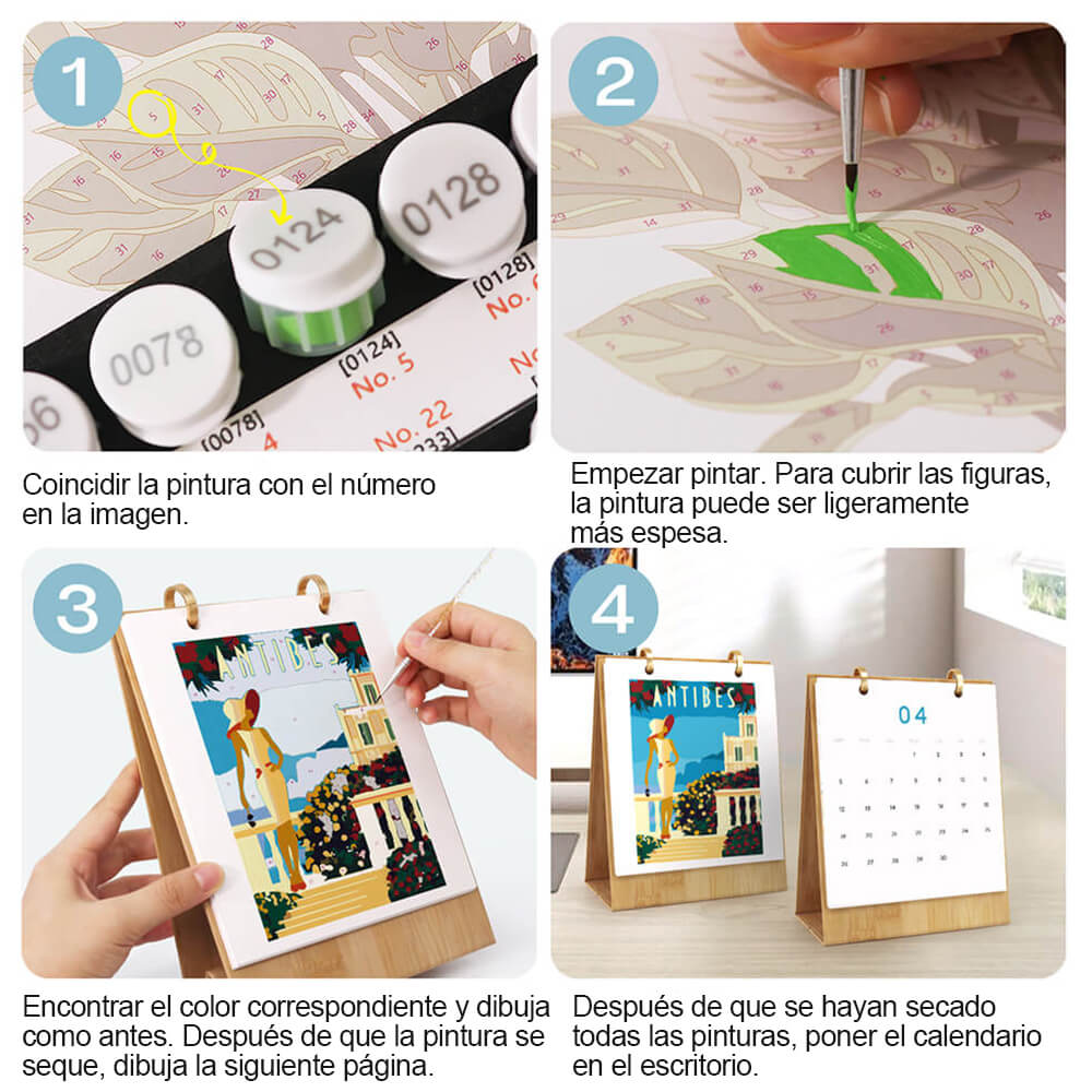 Calendario de Escritorio 2026 Pintar por Números | Viaje por el Mundo