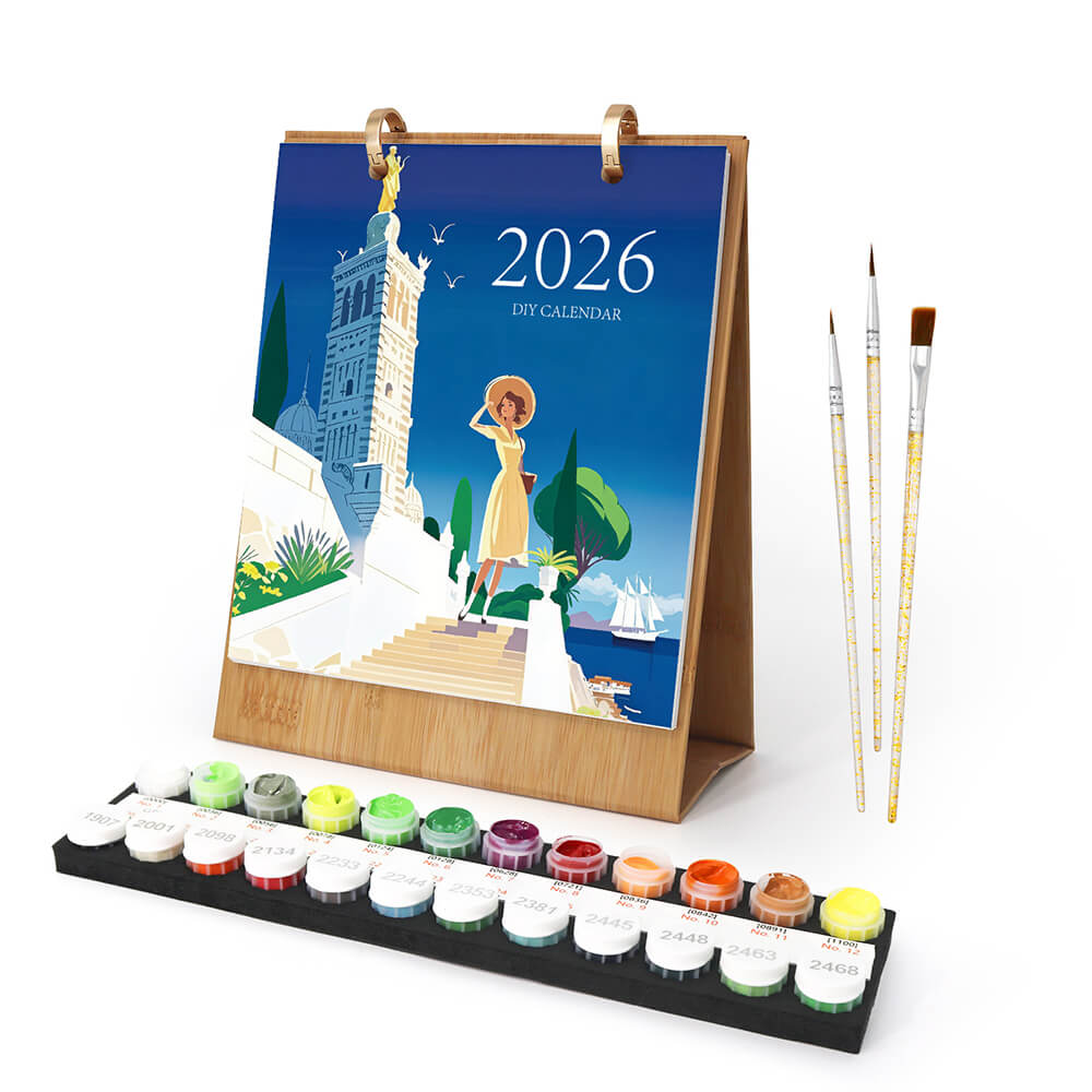 Calendario de Escritorio 2026 Pintar por Números | Viaje por el Mundo