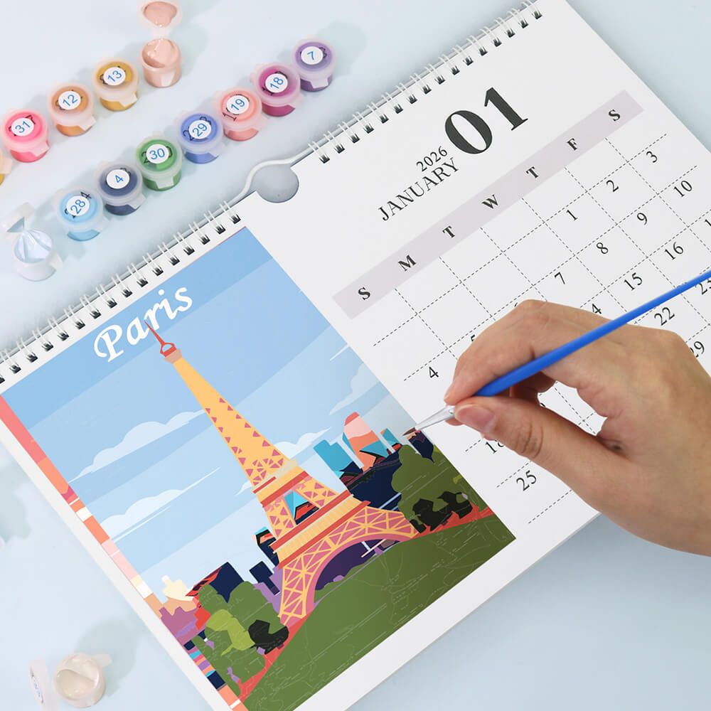 Calendario de Pared 2026 Pintar por Números | Símbolos Famosos de la Ciudad