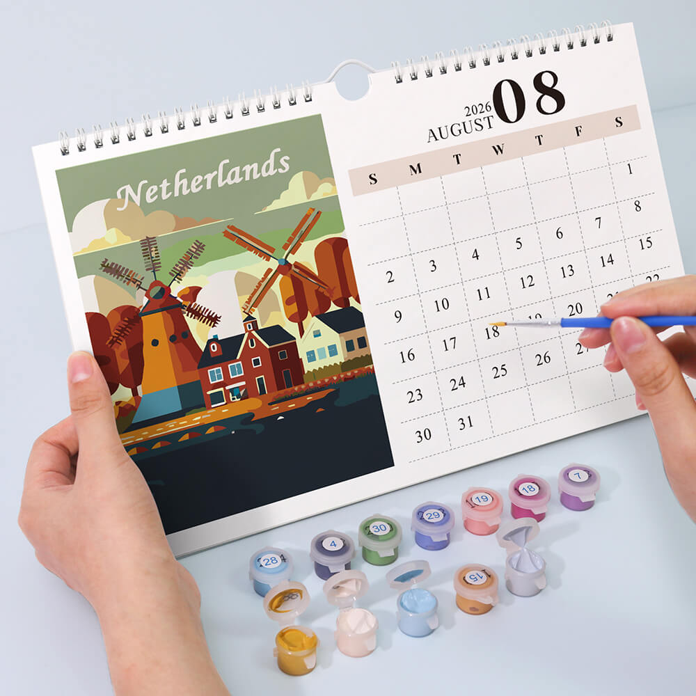 Calendario de Pared 2026 Pintar por Números | Símbolos Famosos de la Ciudad