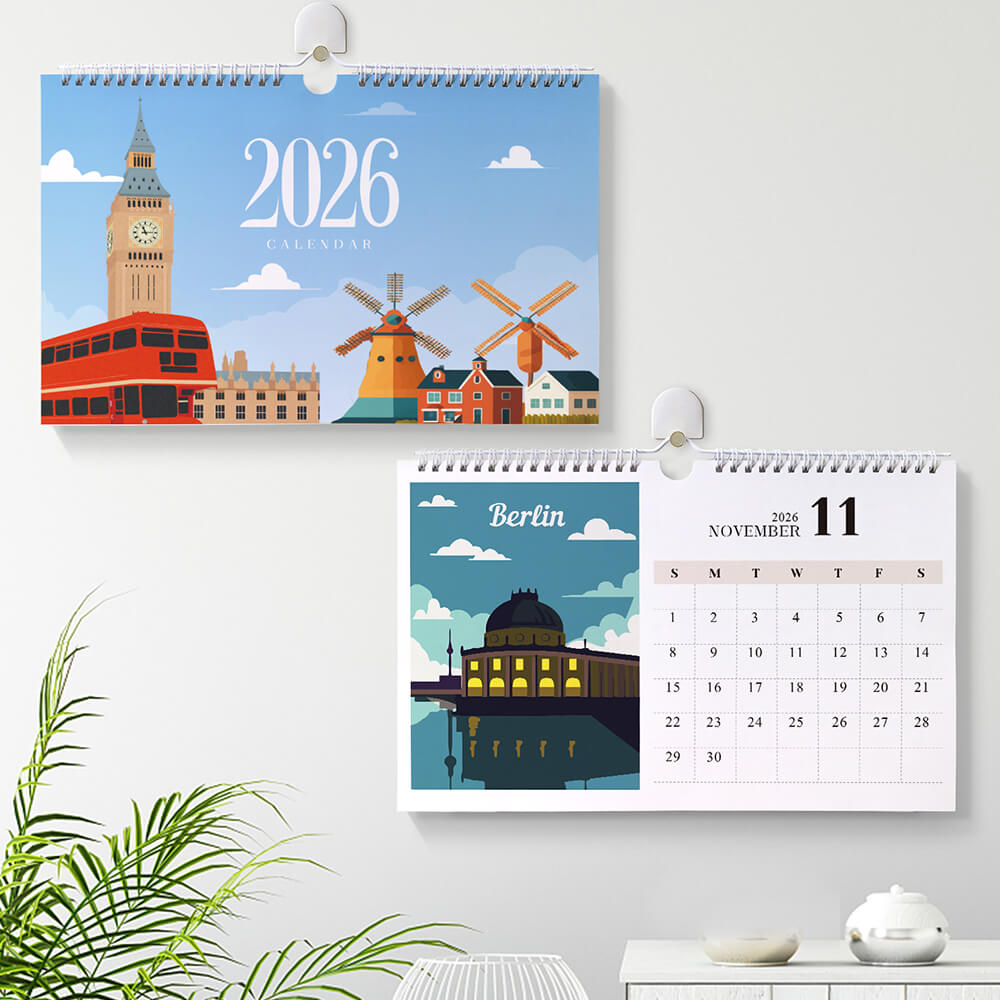 Calendario de Pared 2026 Pintar por Números | Símbolos Famosos de la Ciudad