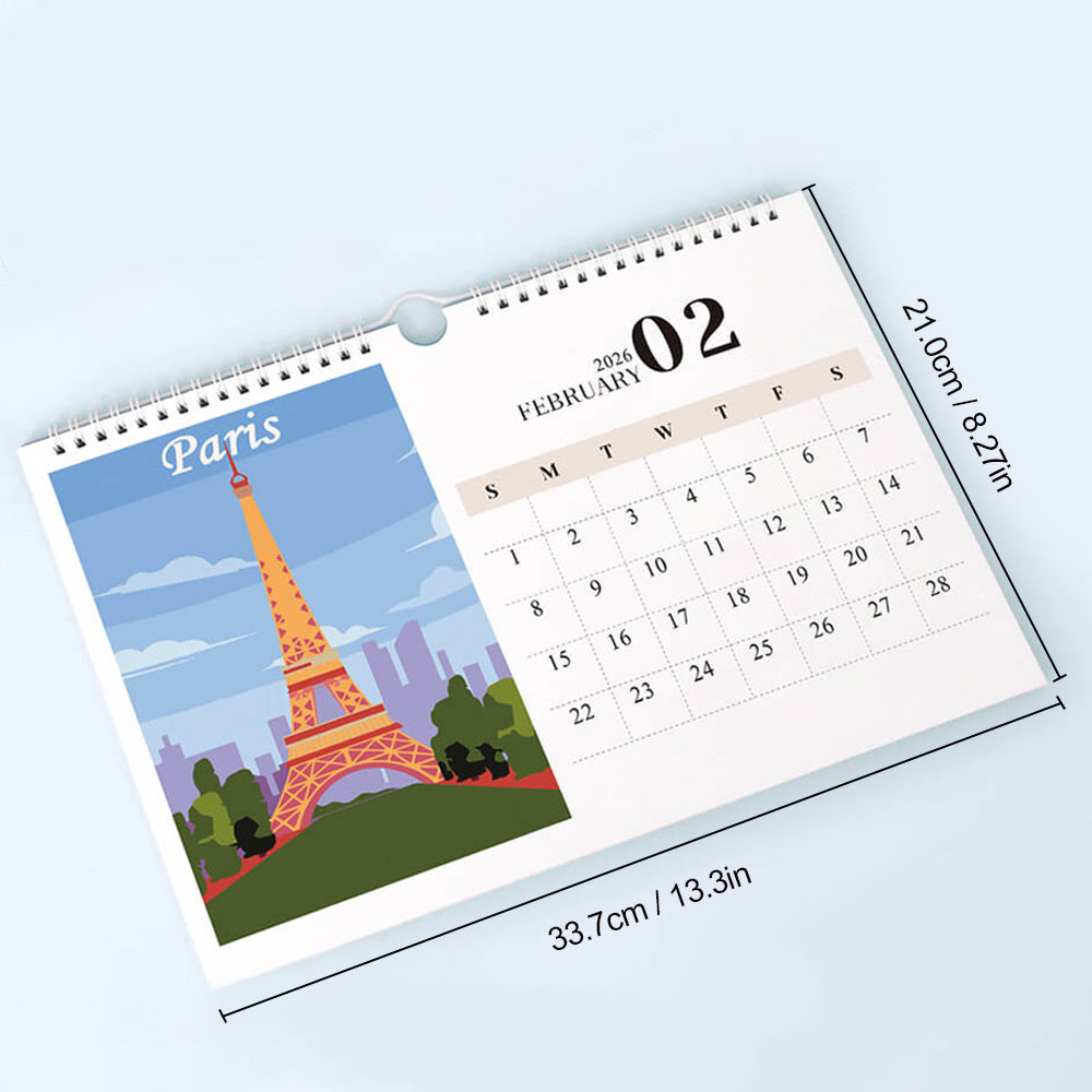 Calendario de Pared 2026 Pintar por Números | Símbolos Famosos de la Ciudad