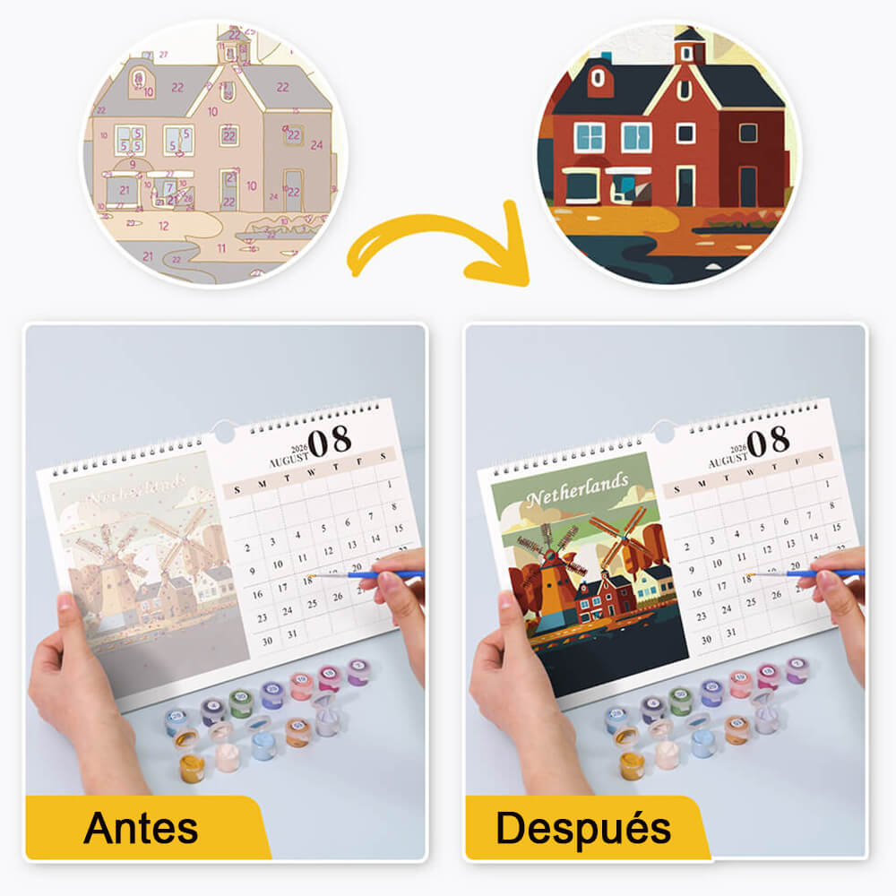 Calendario de Pared 2026 Pintar por Números | Símbolos Famosos de la Ciudad