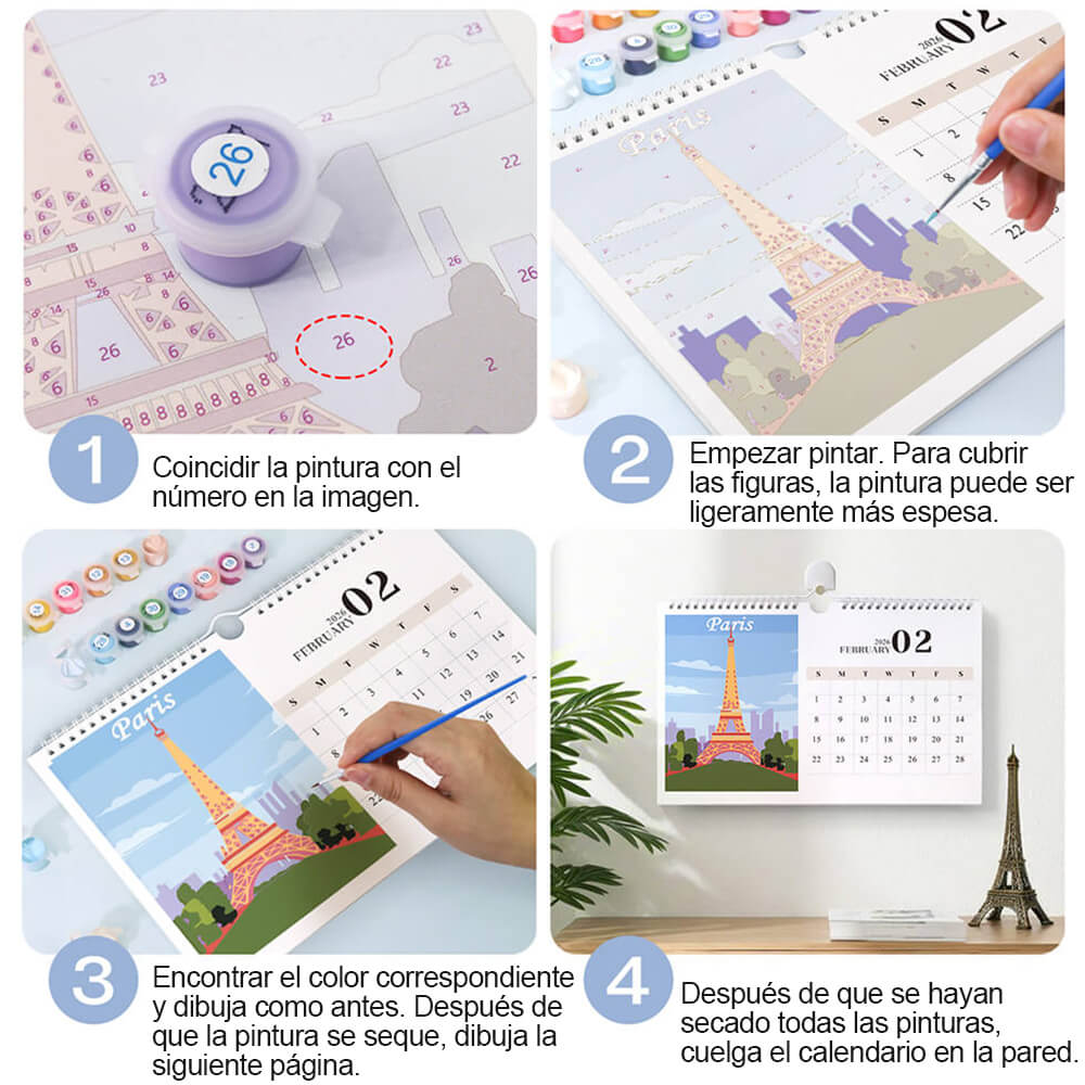 Calendario de Pared 2026 Pintar por Números | Símbolos Famosos de la Ciudad