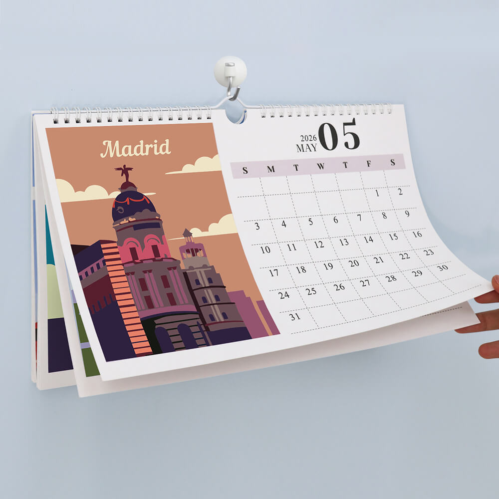 Calendario de Pared 2026 Pintar por Números | Símbolos Famosos de la Ciudad