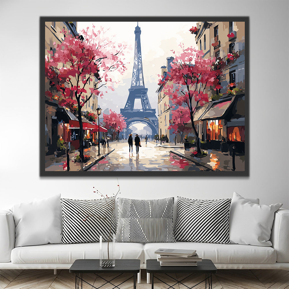 Calle al Pie de la Torre Eiffel Pintar por Números