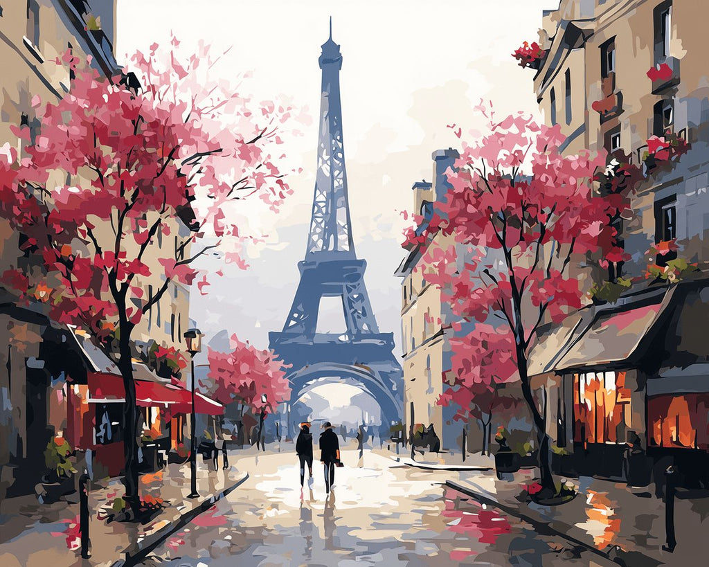 Calle al Pie de la Torre Eiffel Pintar por Números