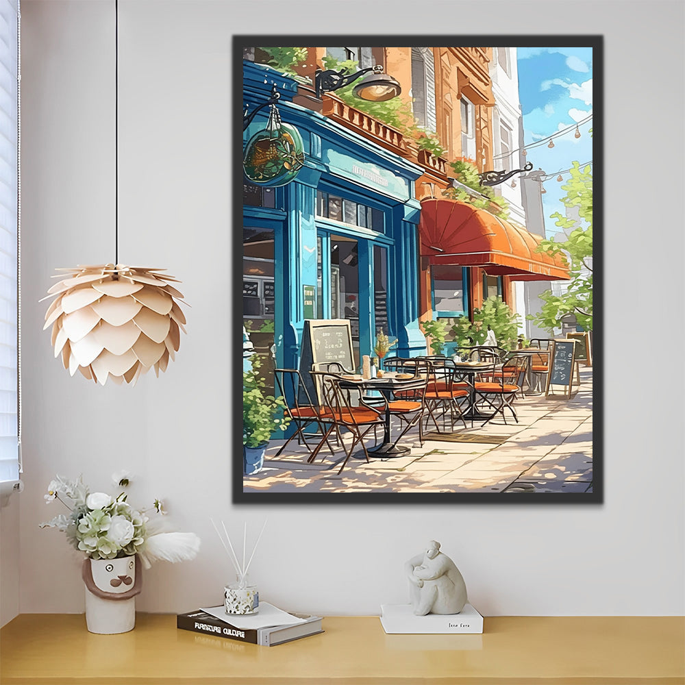 Calle de Ciudad con Tiendas Pintar por Números