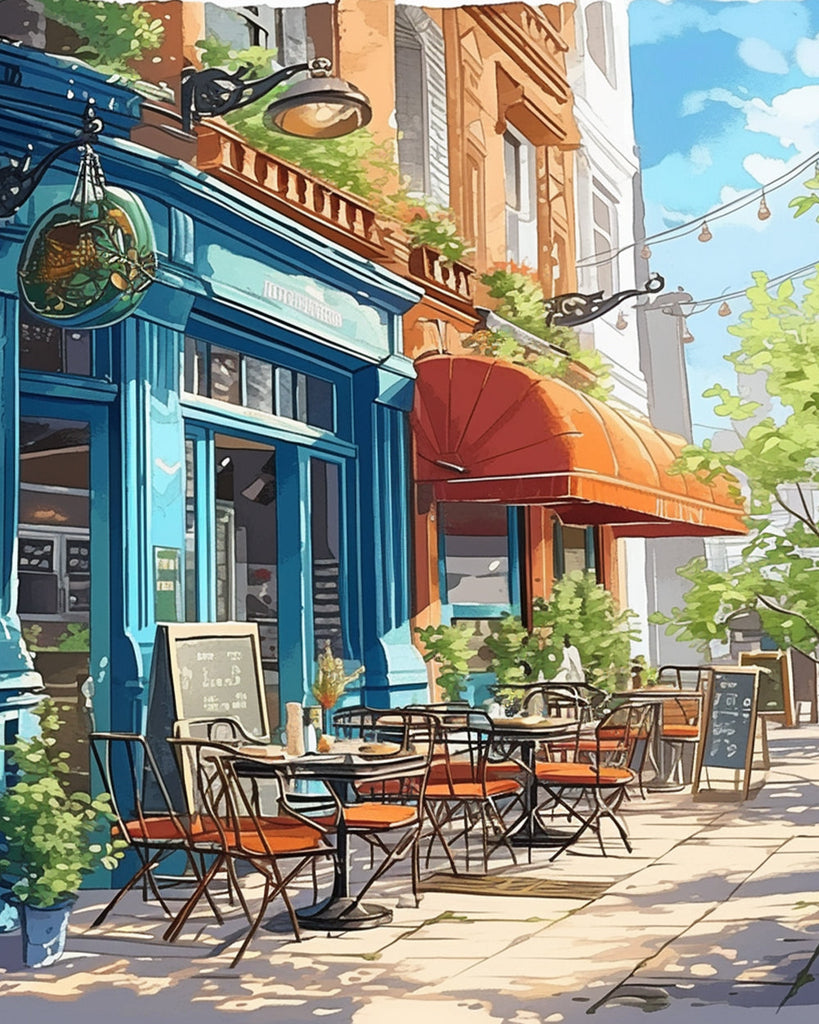 Calle de Ciudad con Tiendas Pintar por Números
