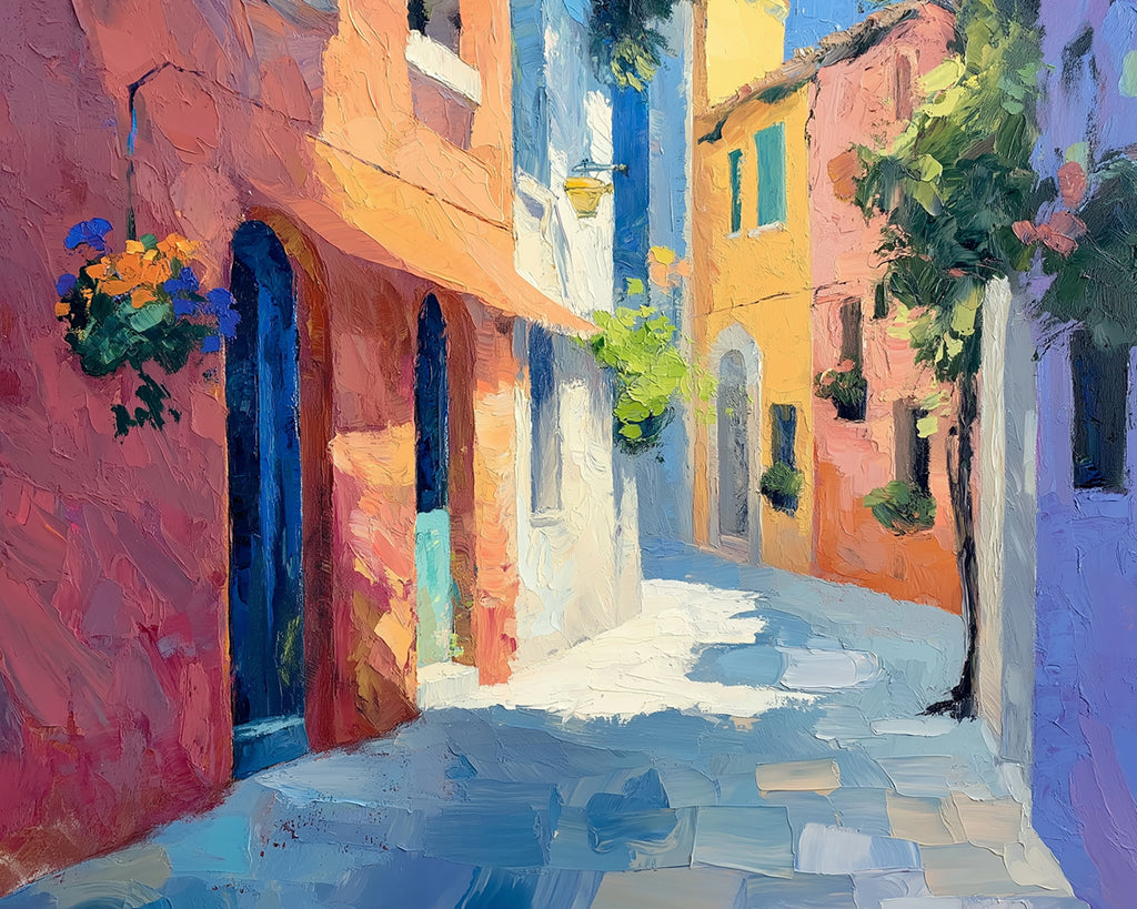 Callejón con Casas Coloridas Pintar por Números