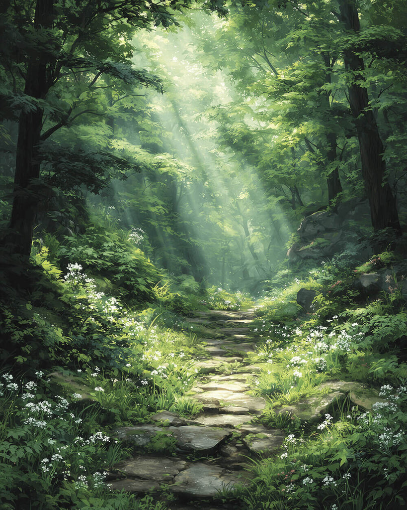 Camino en Bosque Soleado Pintar por Números