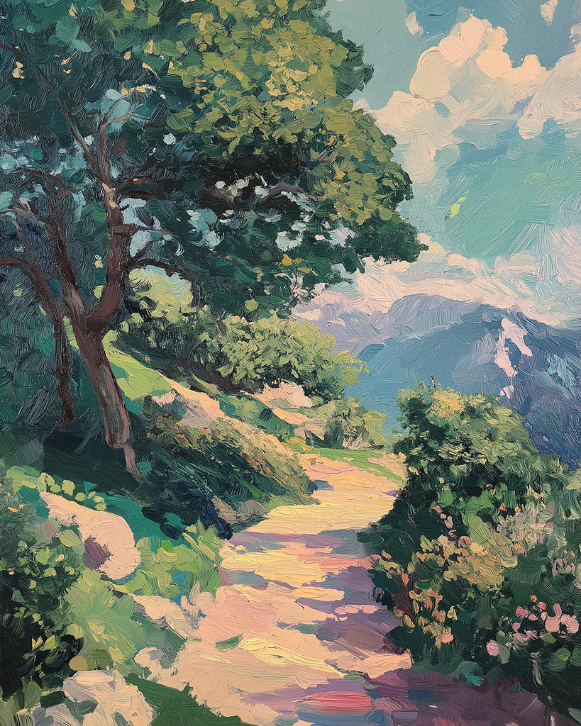 Camino en la Montaña con Árboles Verdes Pintar por Números