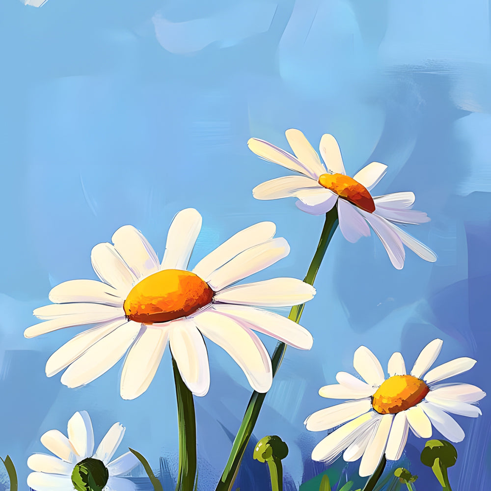 Camomilas Bonitas en el Fondo Azul Pintar por Números