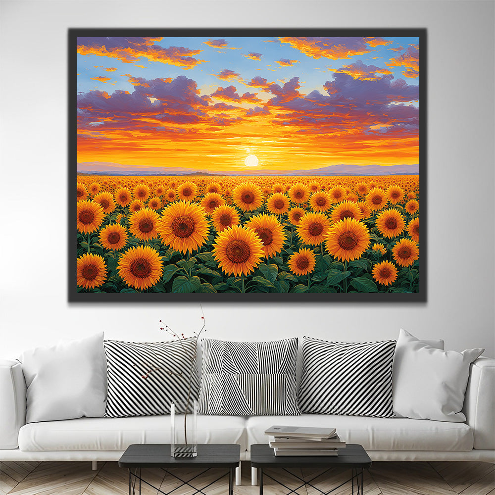 Campo de Girasoles al Amanecer Pintar por Números