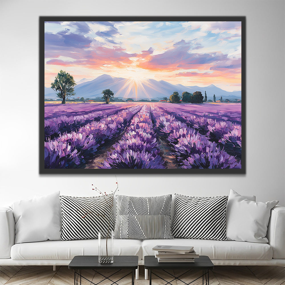 Campo de Lavanda al Pie de la Montaña Pintar por Números