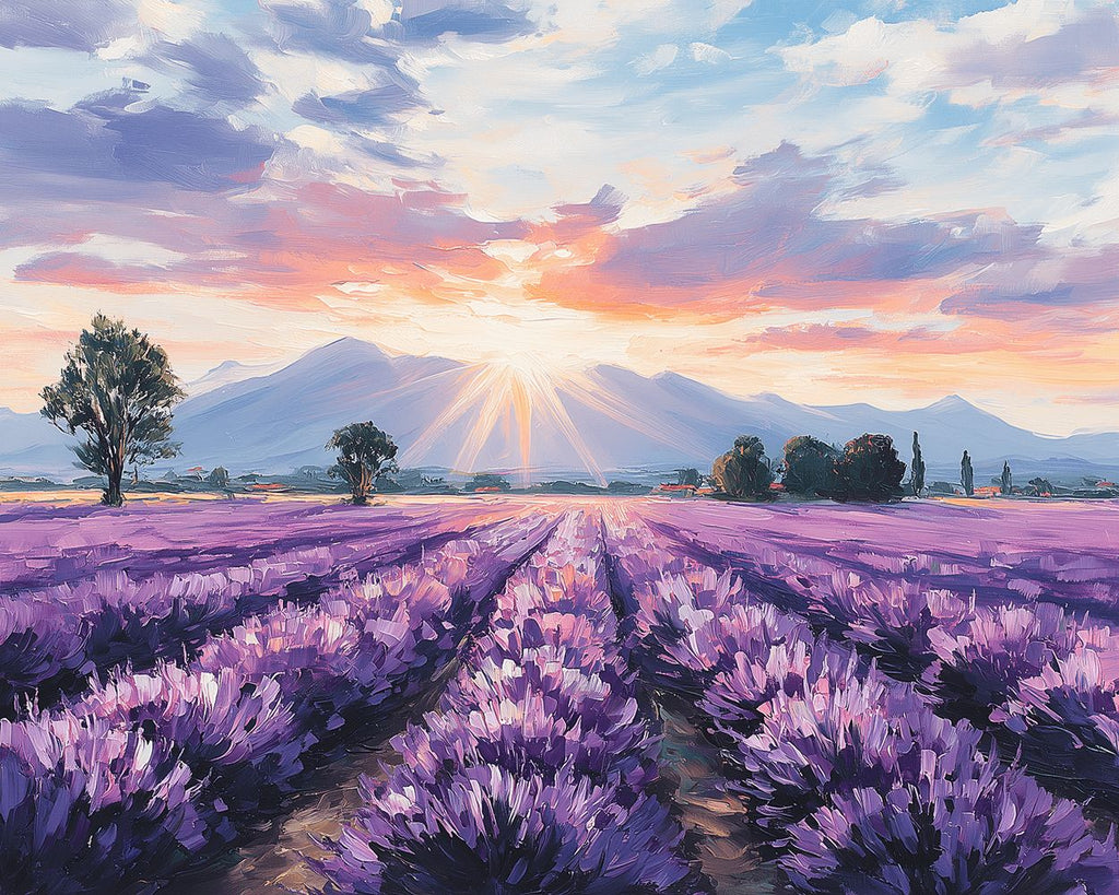 Campo de Lavanda al Pie de la Montaña Pintar por Números