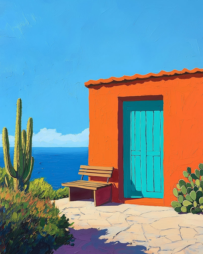 Casa de Color Brillante en una Isla Pintar por Números