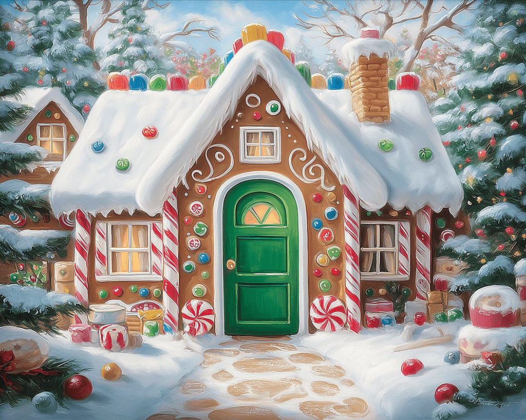 Casa de Dulces Colorida y Árboles de Navidad Pintar por Números