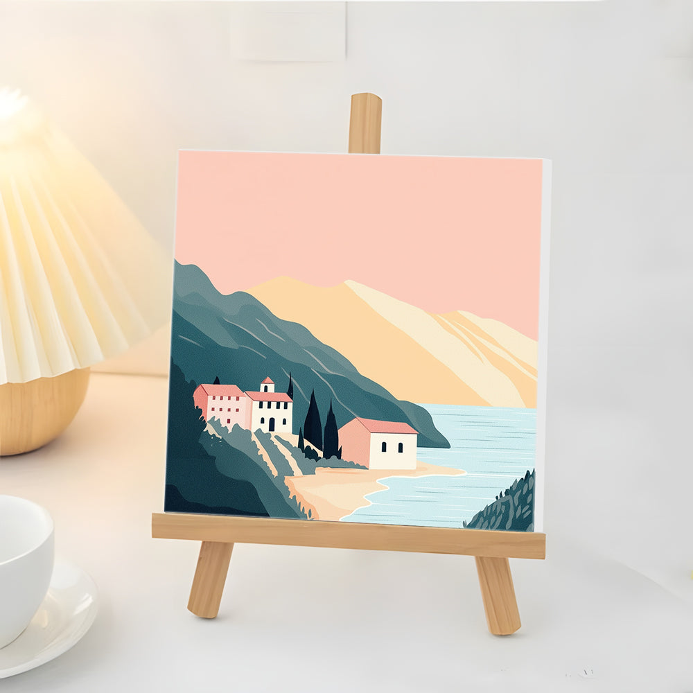Casa Junto al Mar en las Montañas Mini Pintar por Números