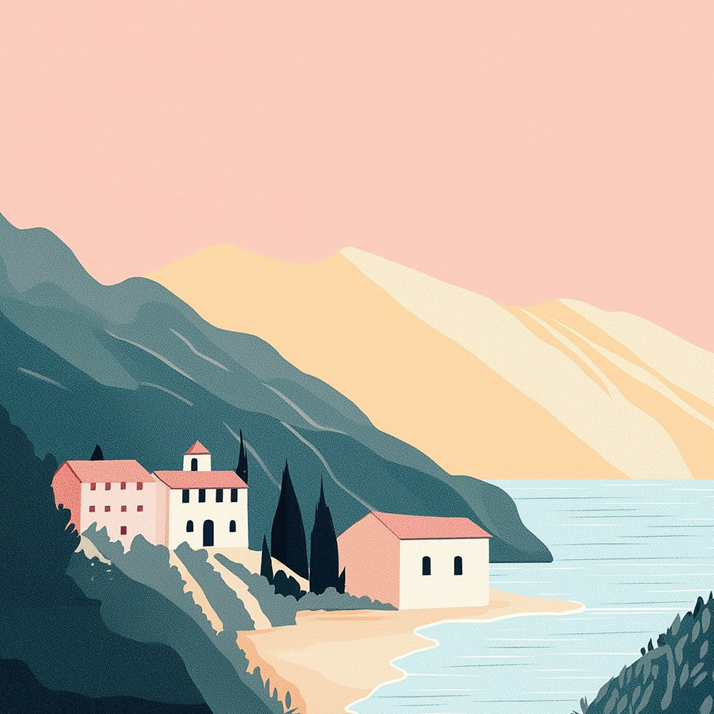 Casa Junto al Mar en las Montañas Mini Pintar por Números