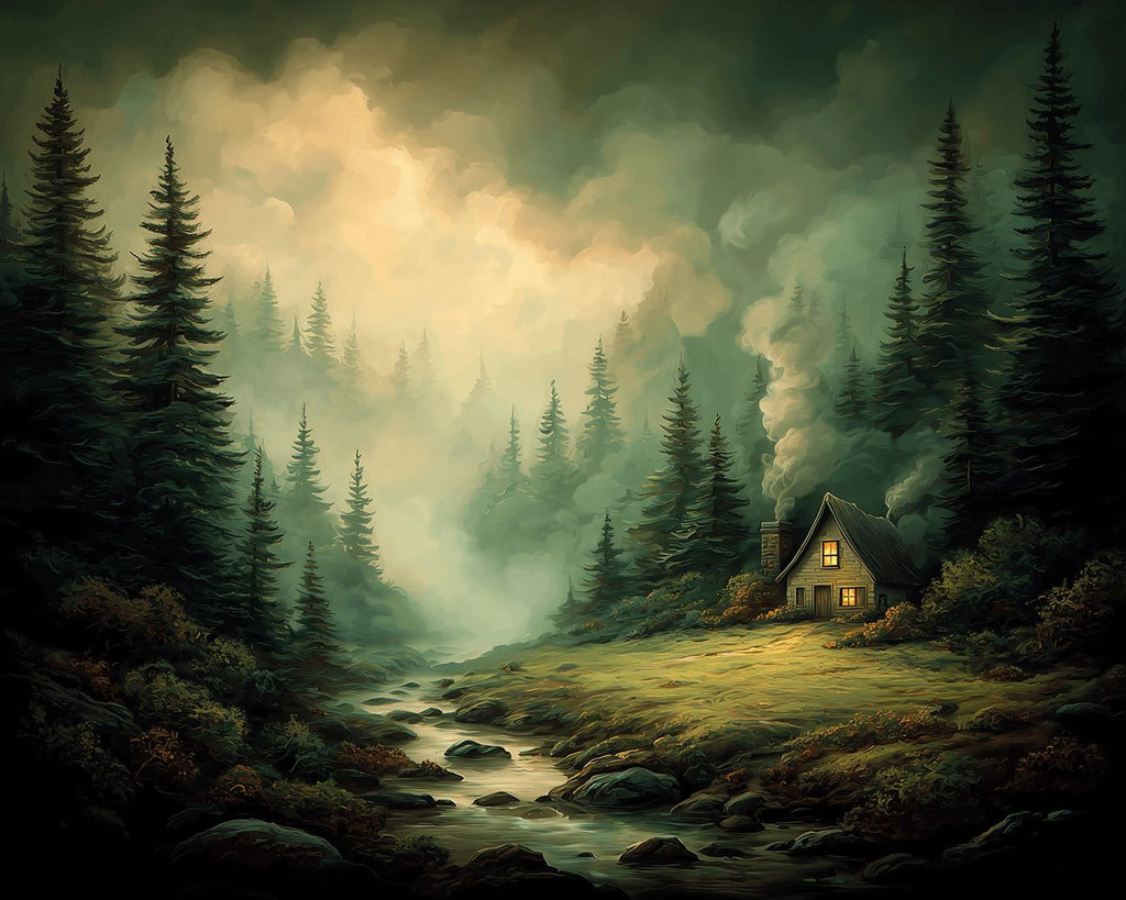 Casa Pequeña en el Bosque de Niebla Pintar por Números