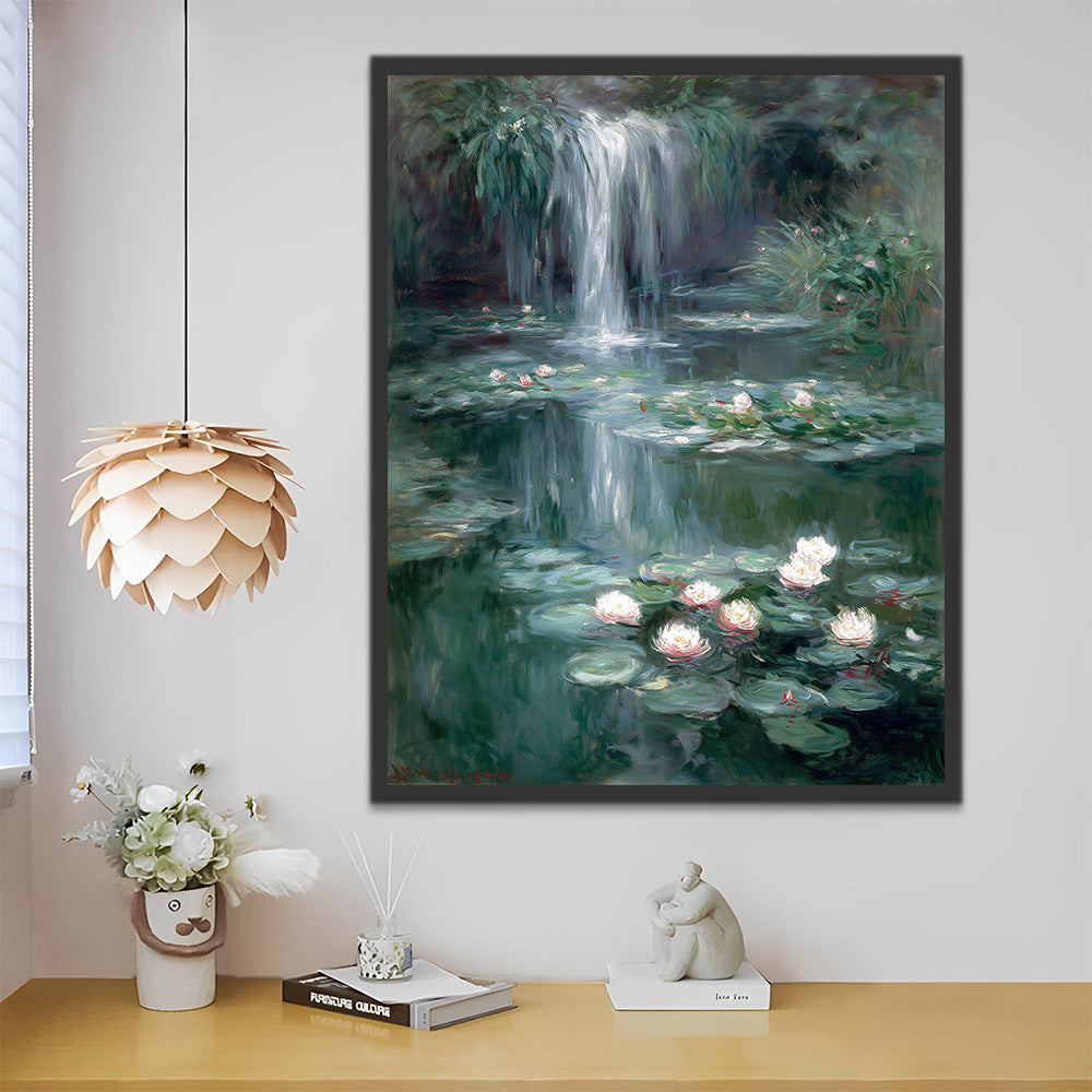 Cascada del Estanque de Lotos Pintar por Números