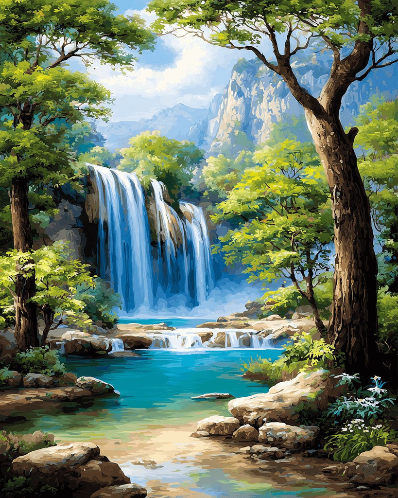 Cascada en las Montañas Pintar por Números