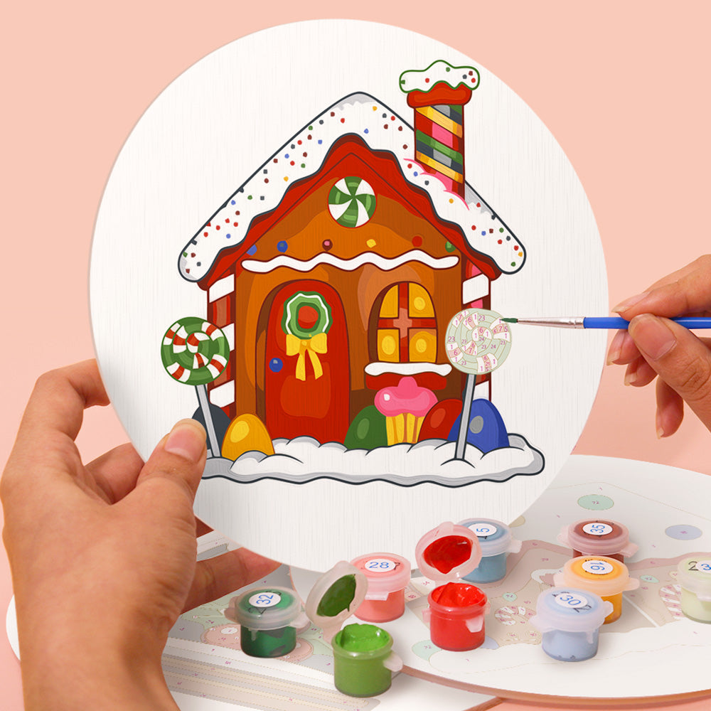 Castillo Navideño de Dibujos Animados 4 Salvamanteles Pintar por Números