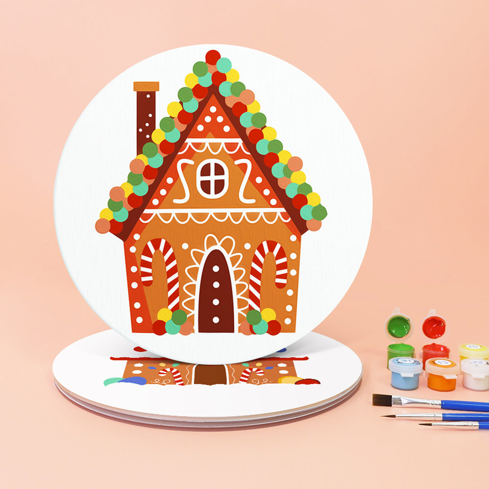 Castillo Navideño de Dibujos Animados 4 Salvamanteles Pintar por Números