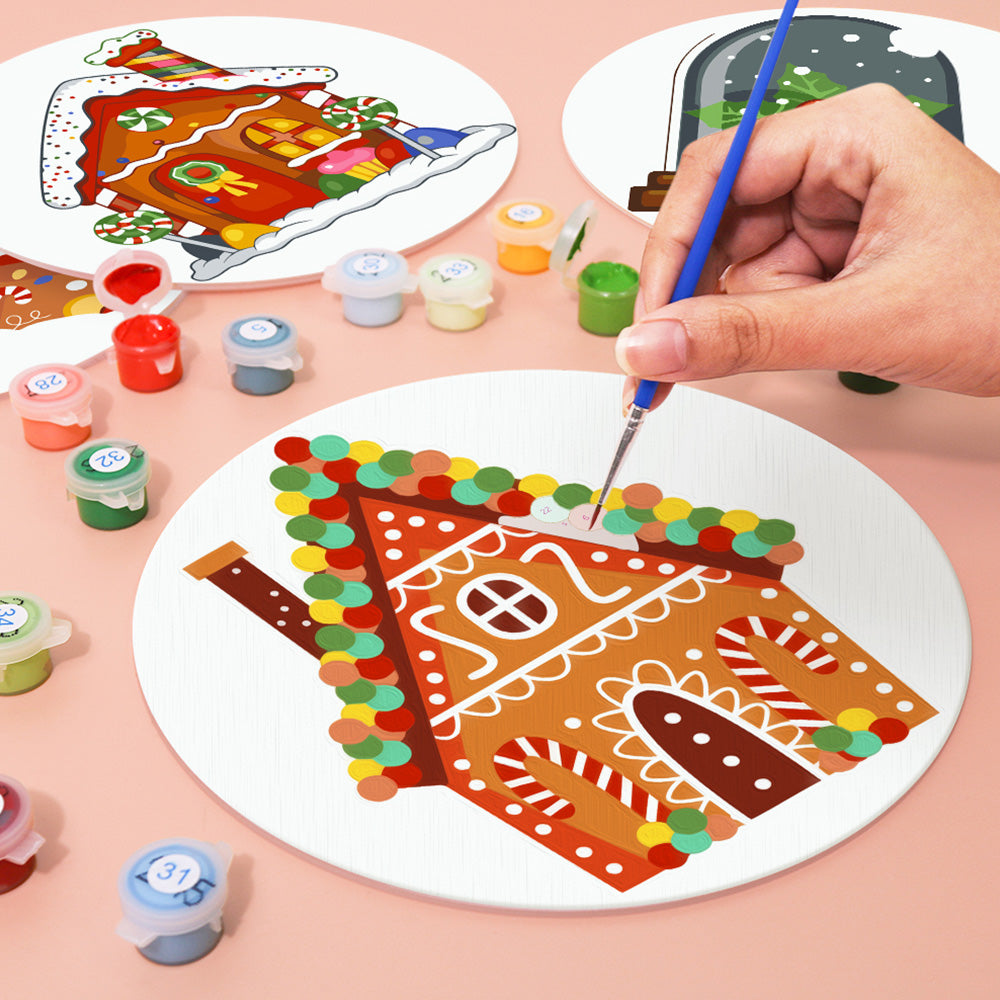 Castillo Navideño de Dibujos Animados 4 Salvamanteles Pintar por Números