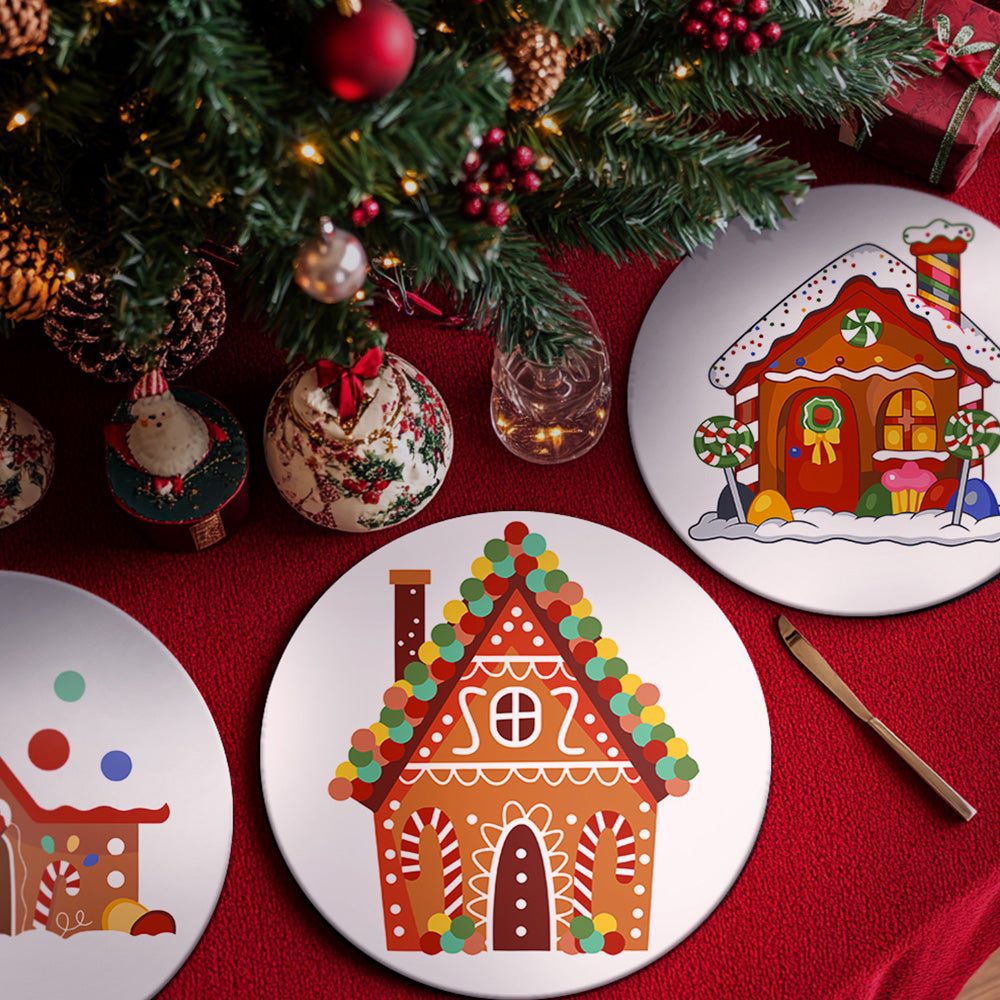 Castillo Navideño de Dibujos Animados 4 Salvamanteles Pintar por Números