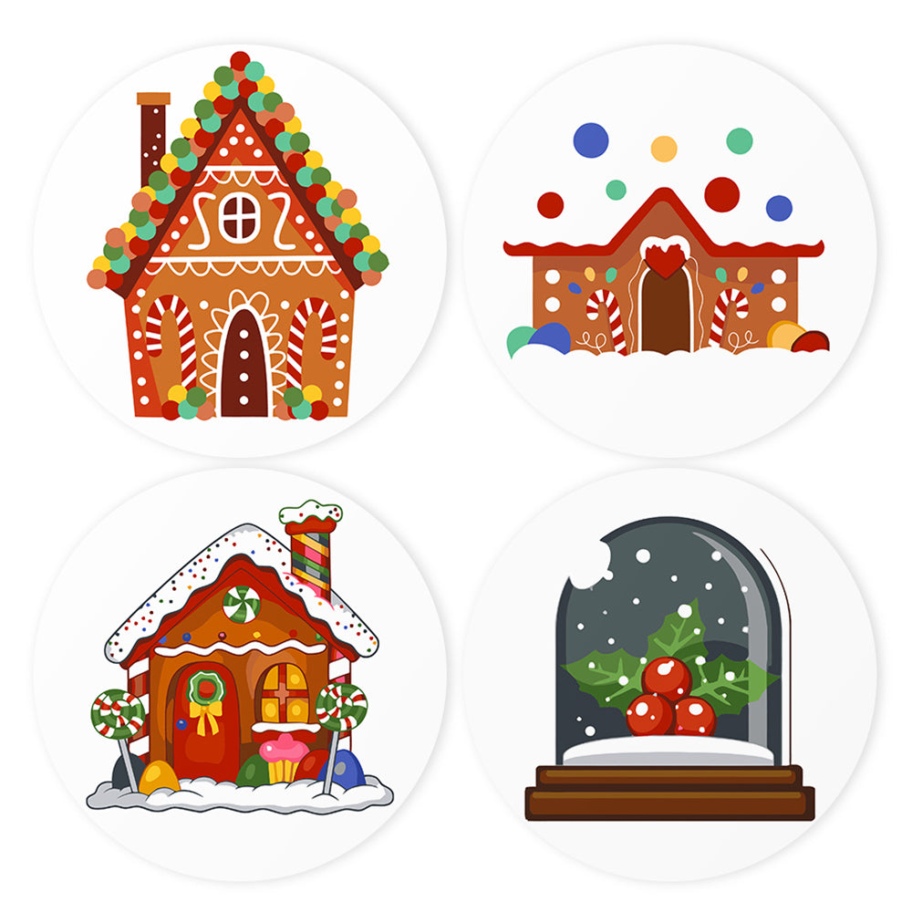 Castillo Navideño de Dibujos Animados 4 Salvamanteles Pintar por Números
