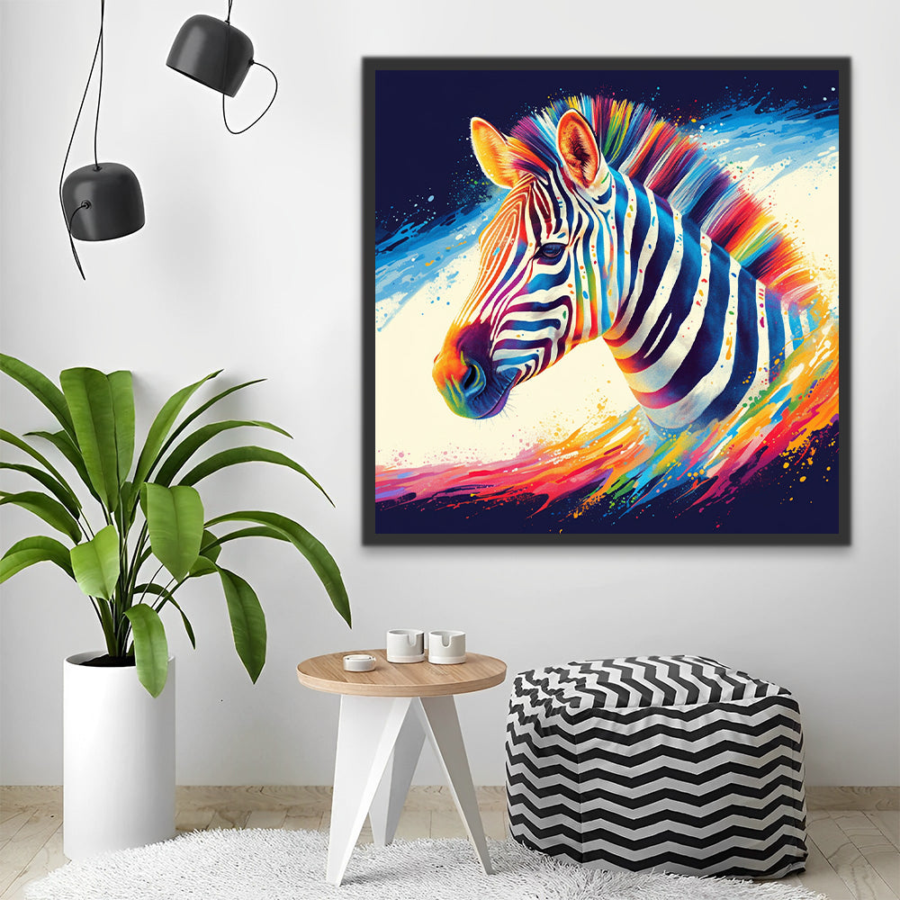 Cebra Colorida con Fondo Azul Oscuro Pintar por Números