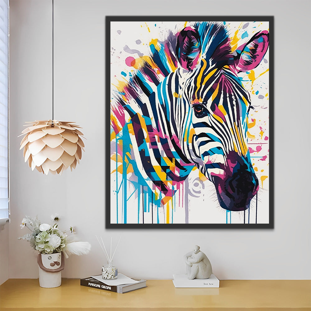 Cebra Colorida con Fondo Blanco Pintar por Números