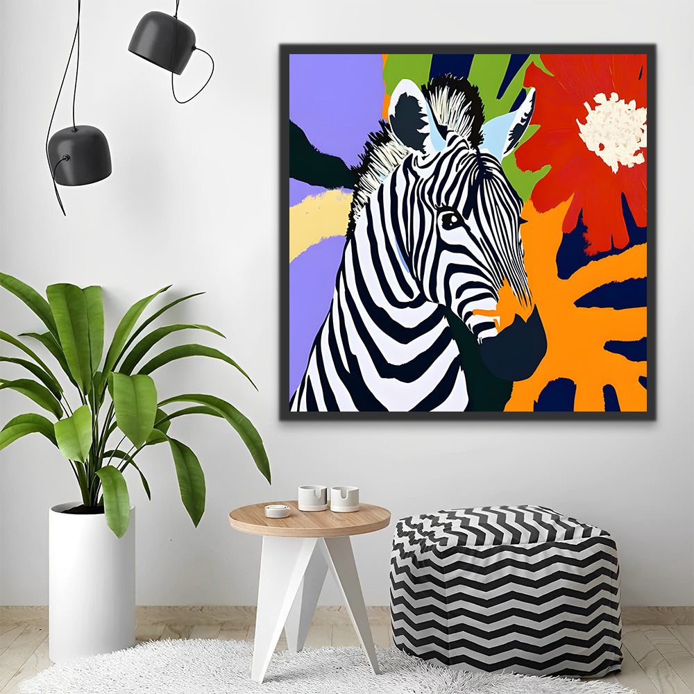 Cebra con Fondo de Colores Diferentes Pintar por Números