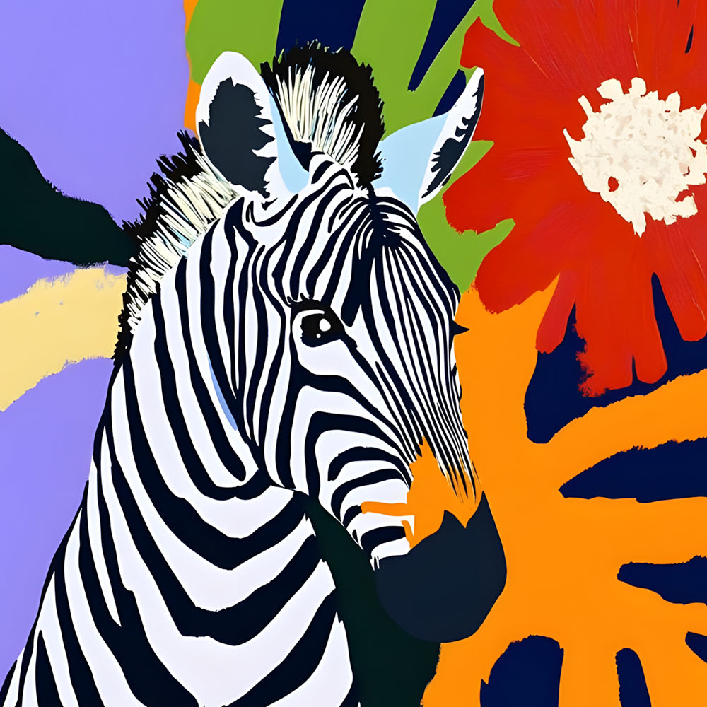 Cebra con Fondo de Colores Diferentes Pintar por Números