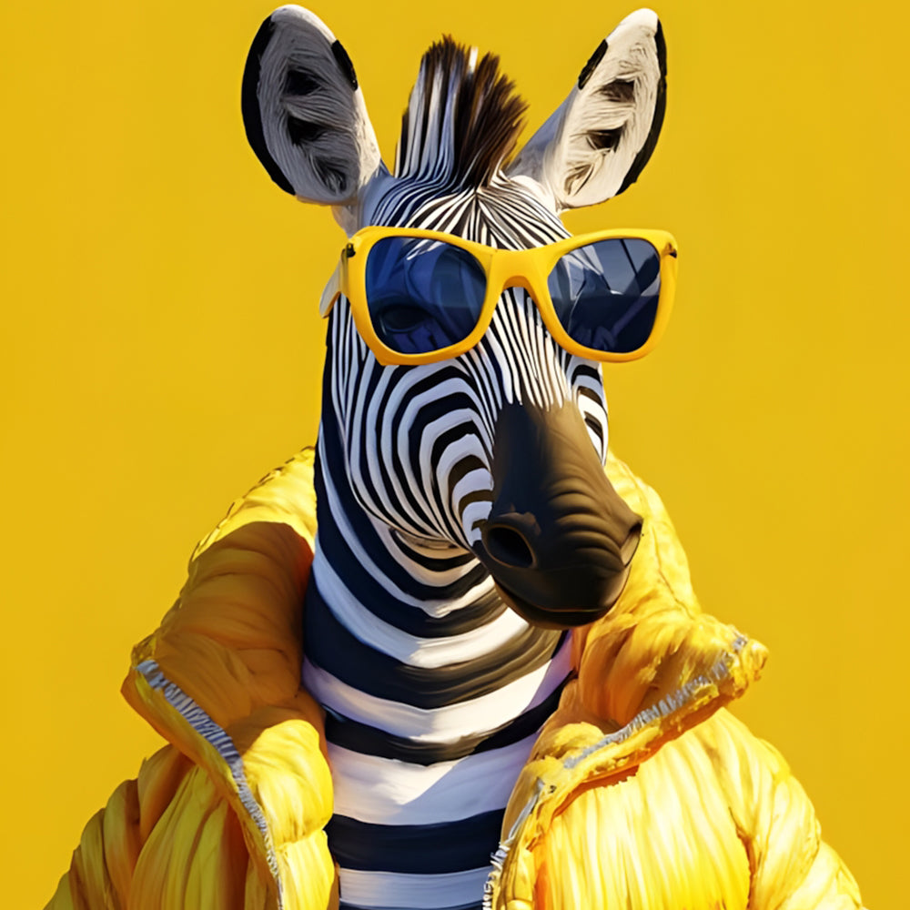 Cebra con Ropa Amarilla y Gafas Pintar por Números