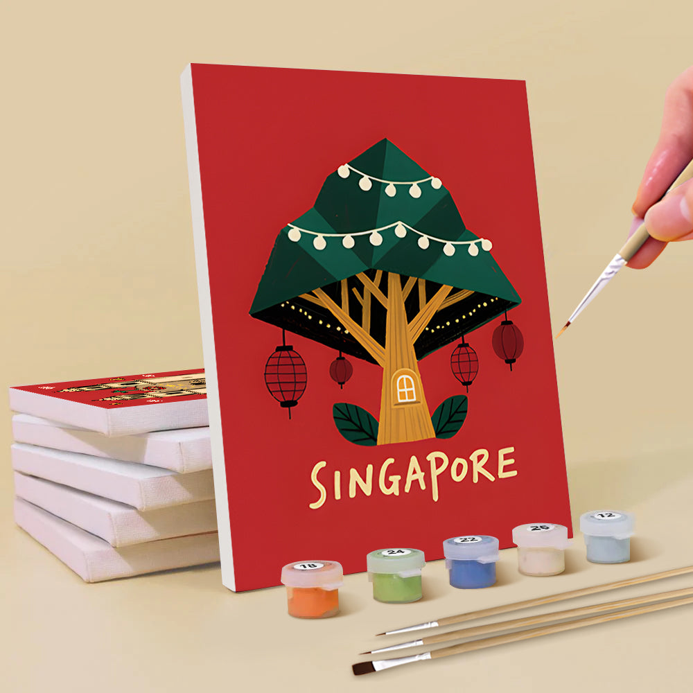 Celebración de Navidad en Lugares Conocidos Mundiales 6 Partes Mini Pintar por Números